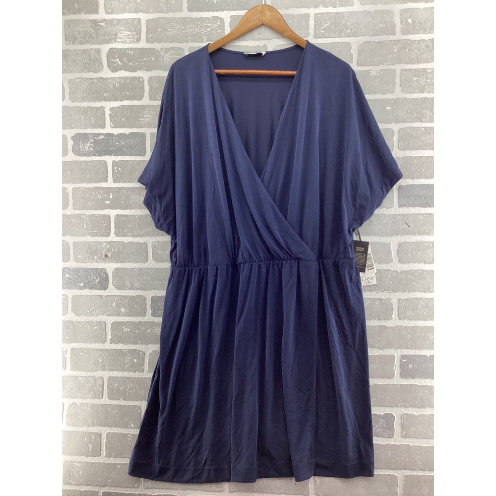 Dex Indigo Blue Surplice V-Neck Elastic Waist Jersey Dress 3X 1772021 DP